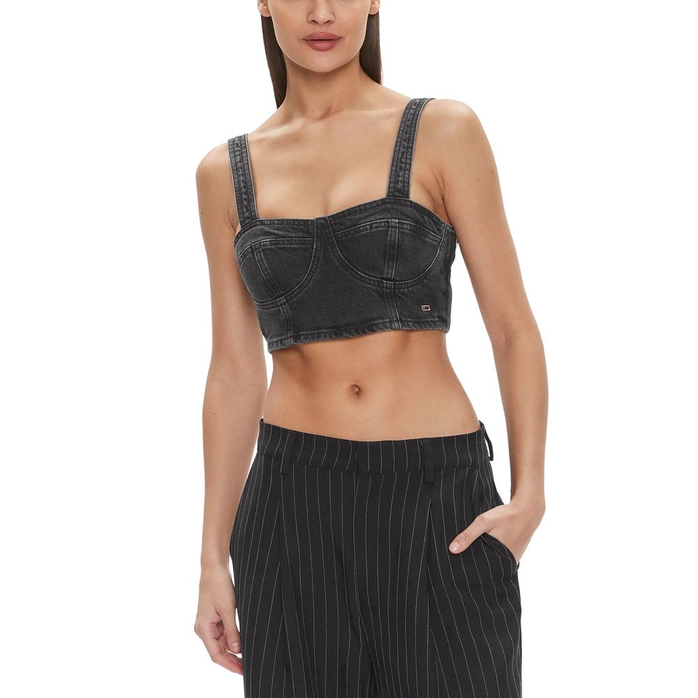 Black Recycled Cotton Top Tommy Hilfiger Jeans