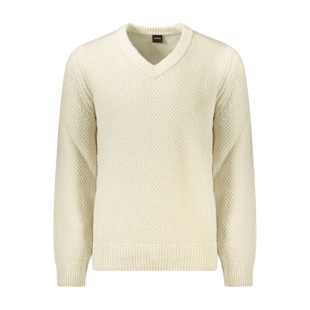 Beige Wool Men Sweater Hugo Boss