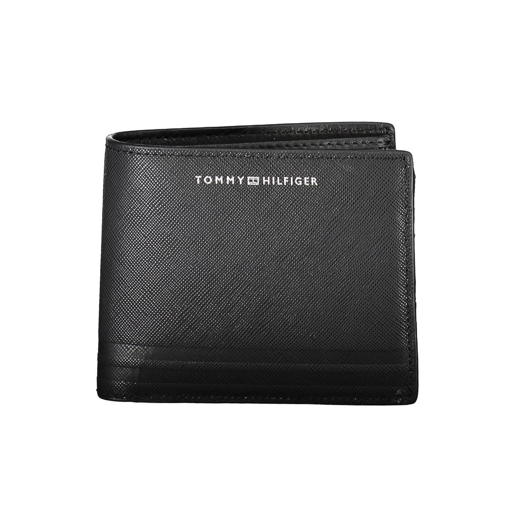 Black Leather Men Wallet Tommy Hilfiger