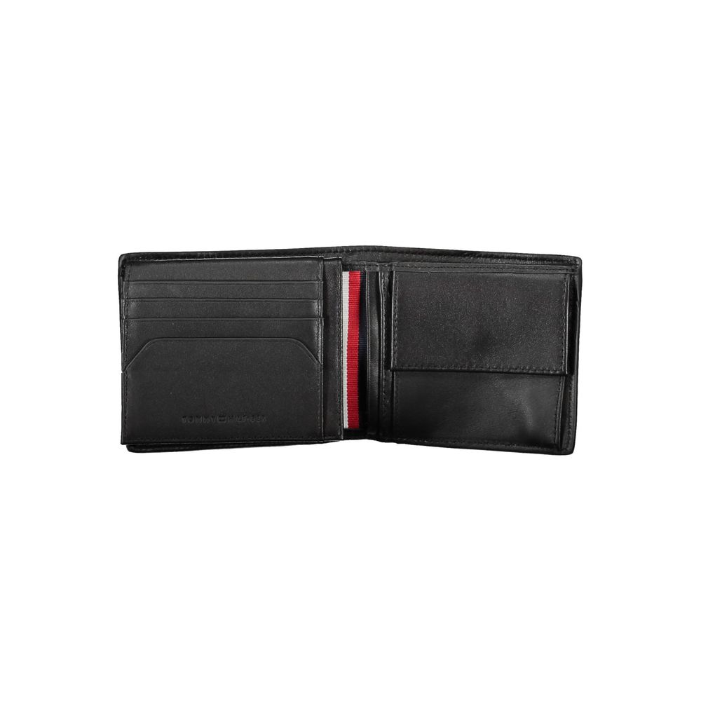 Black Leather Men Wallet Tommy Hilfiger