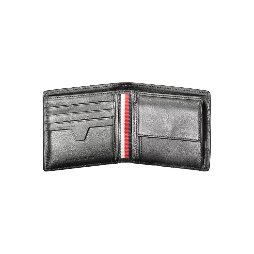 Black Leather Men Wallet Tommy Hilfiger