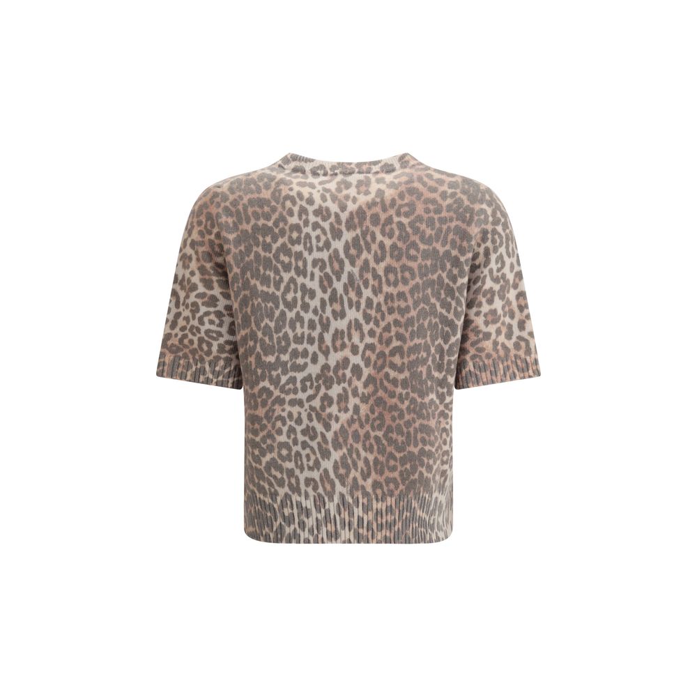 Leopard print short sleeve Sweater Ganni