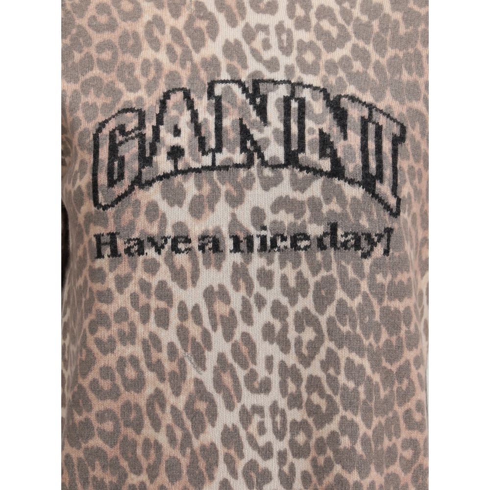 Leopard print short sleeve Sweater Ganni