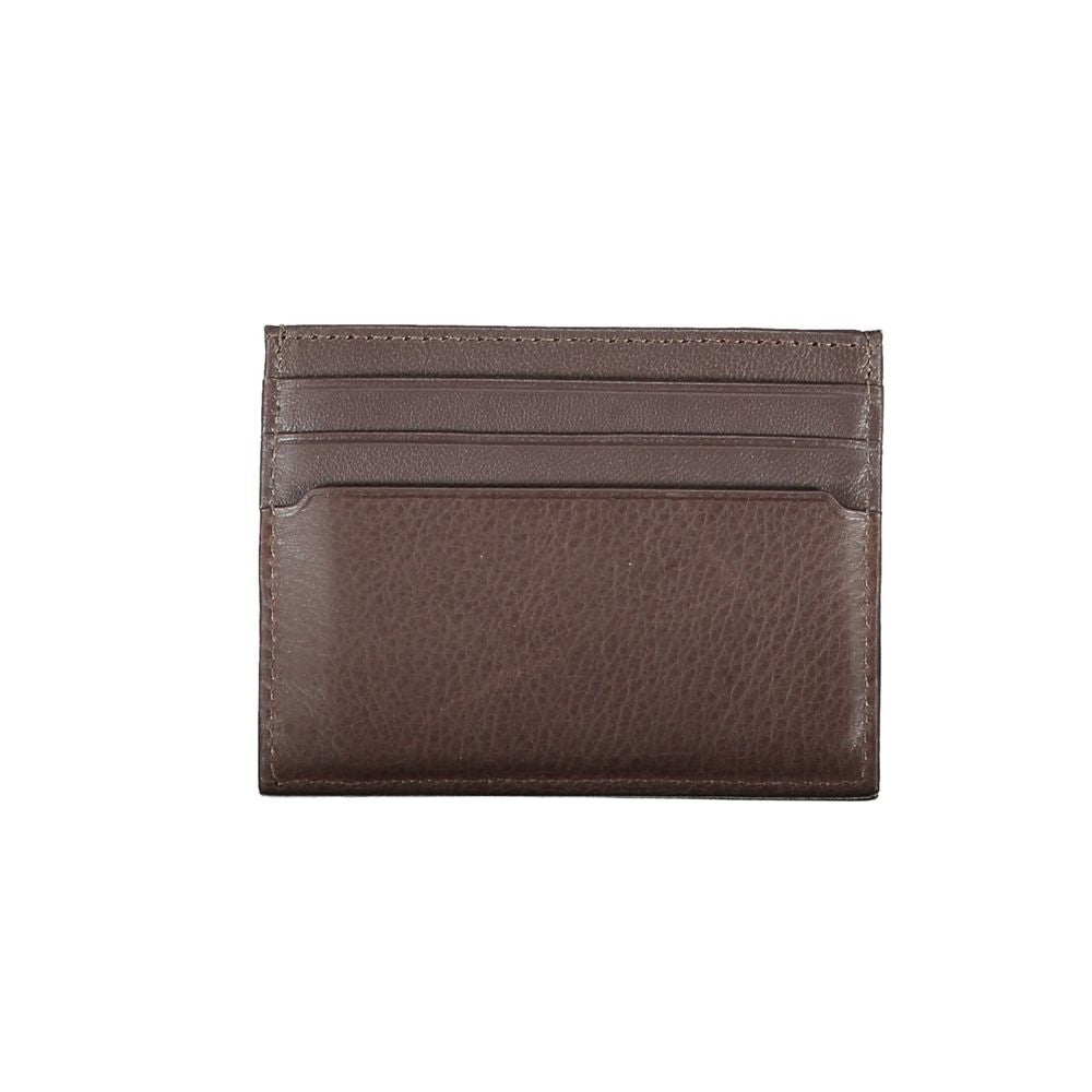 Brown Leather Men Wallet Tommy Hilfiger