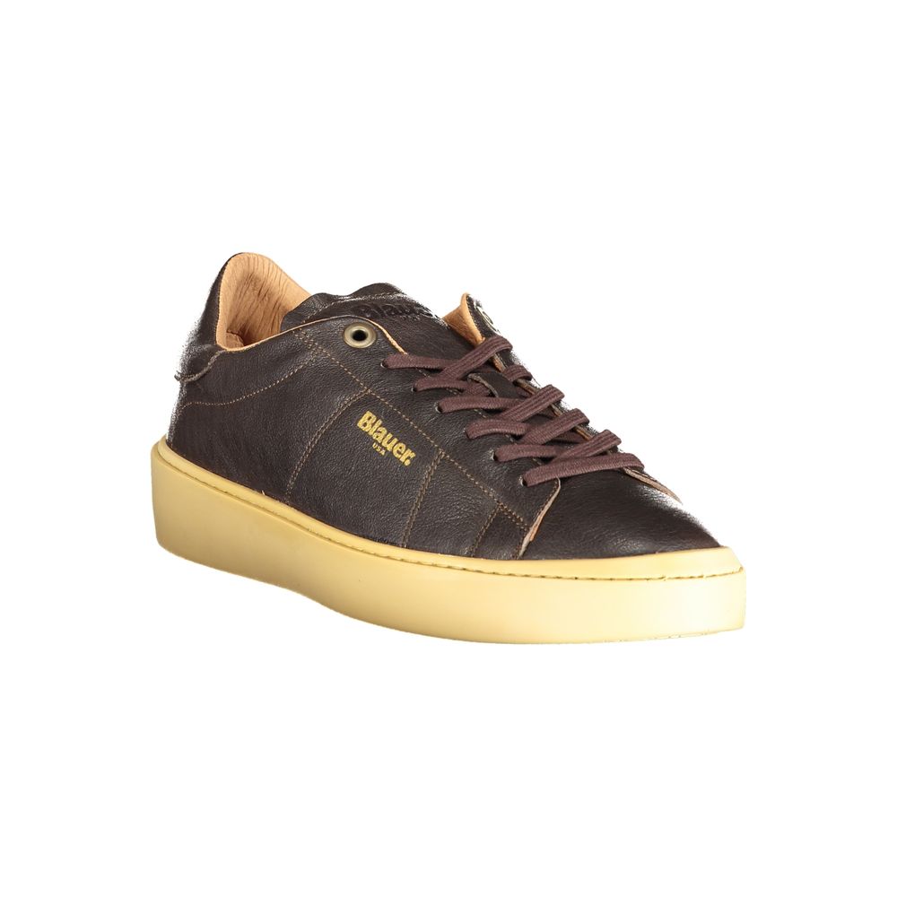 Brown Leather Men Sneaker Blauer