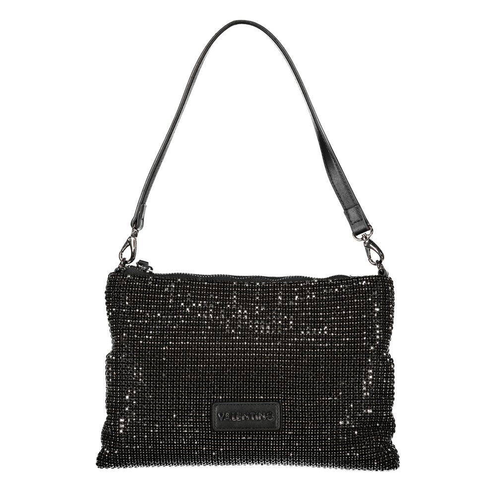 Black Polyester Women Handbag with Rhinestone Details Mario Valentino