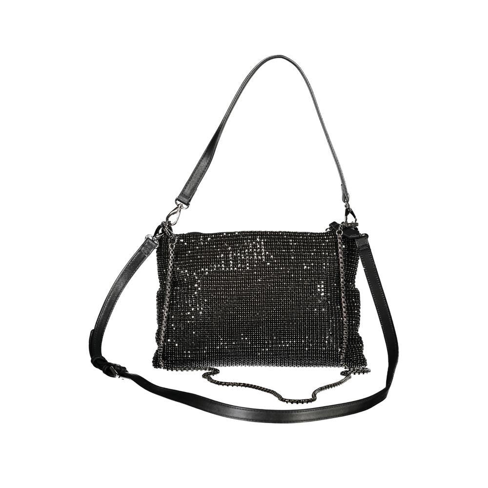 Black Polyester Women Handbag with Rhinestone Details Mario Valentino