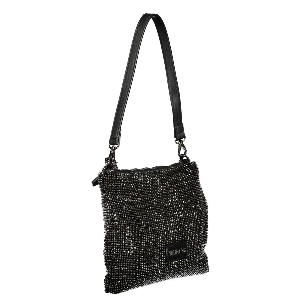 Black Polyester Women Handbag with Rhinestone Details Mario Valentino