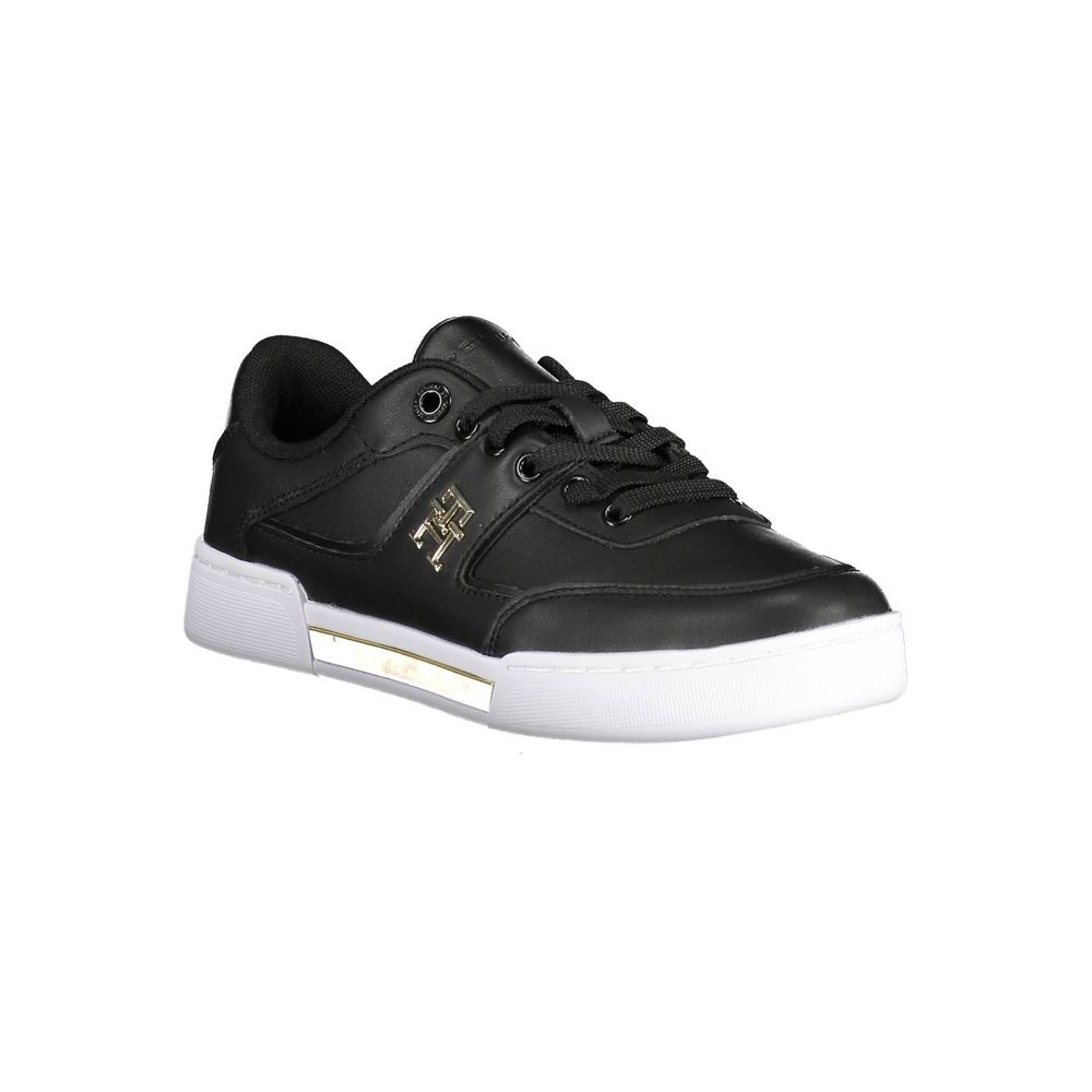 Black Leather Women Sneaker Tommy Hilfiger
