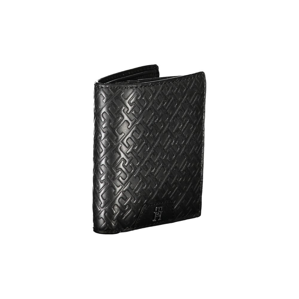Sleek Black Leather Dual-Compartment Wallet Tommy Hilfiger
