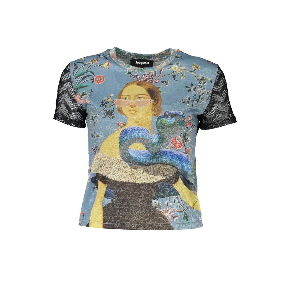 Blue Polyester Women T-Shirt Desigual