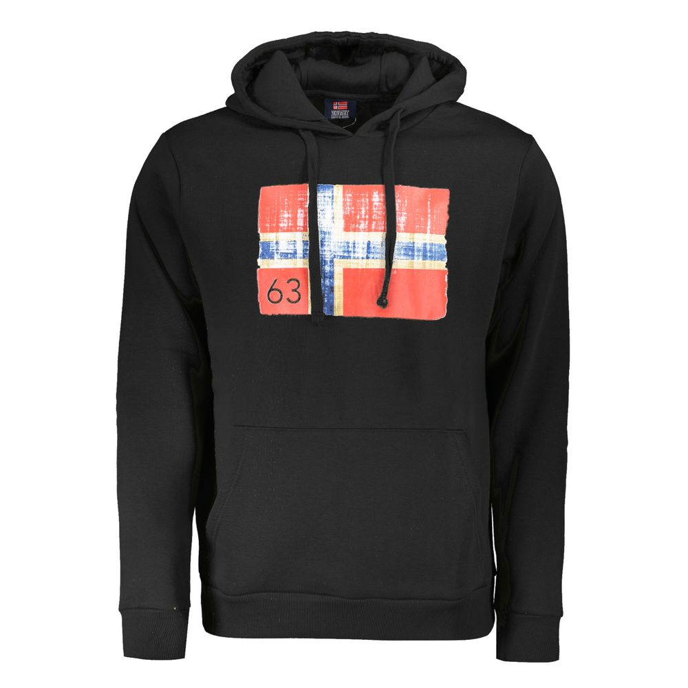 Black Cotton Men Sweater Hoodie Norway 1963