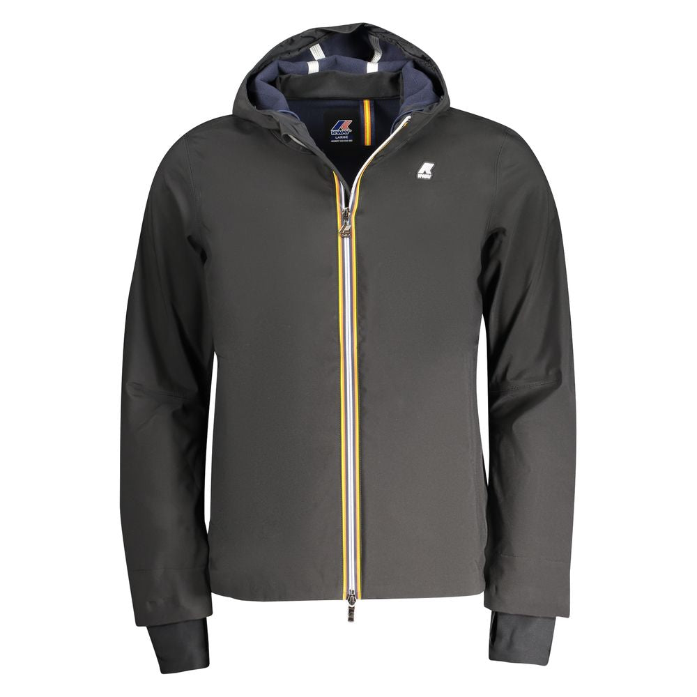 Black Polyester Men Jacket K-WAY
