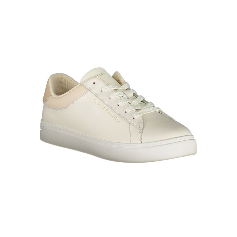 Beige Leather Women Sneaker Tommy Hilfiger