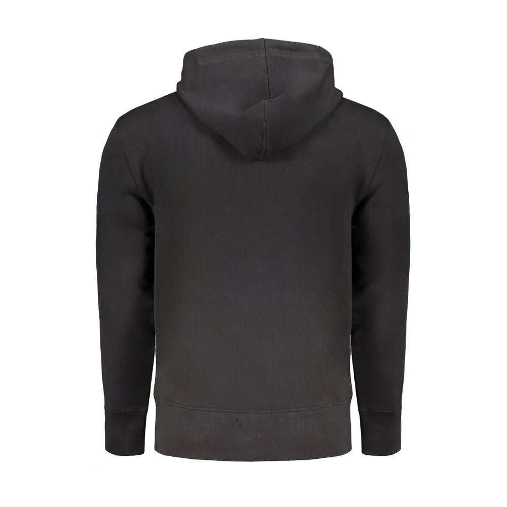 Black Cotton Men Sweater with Hood and Central Pockets Calvin Klein