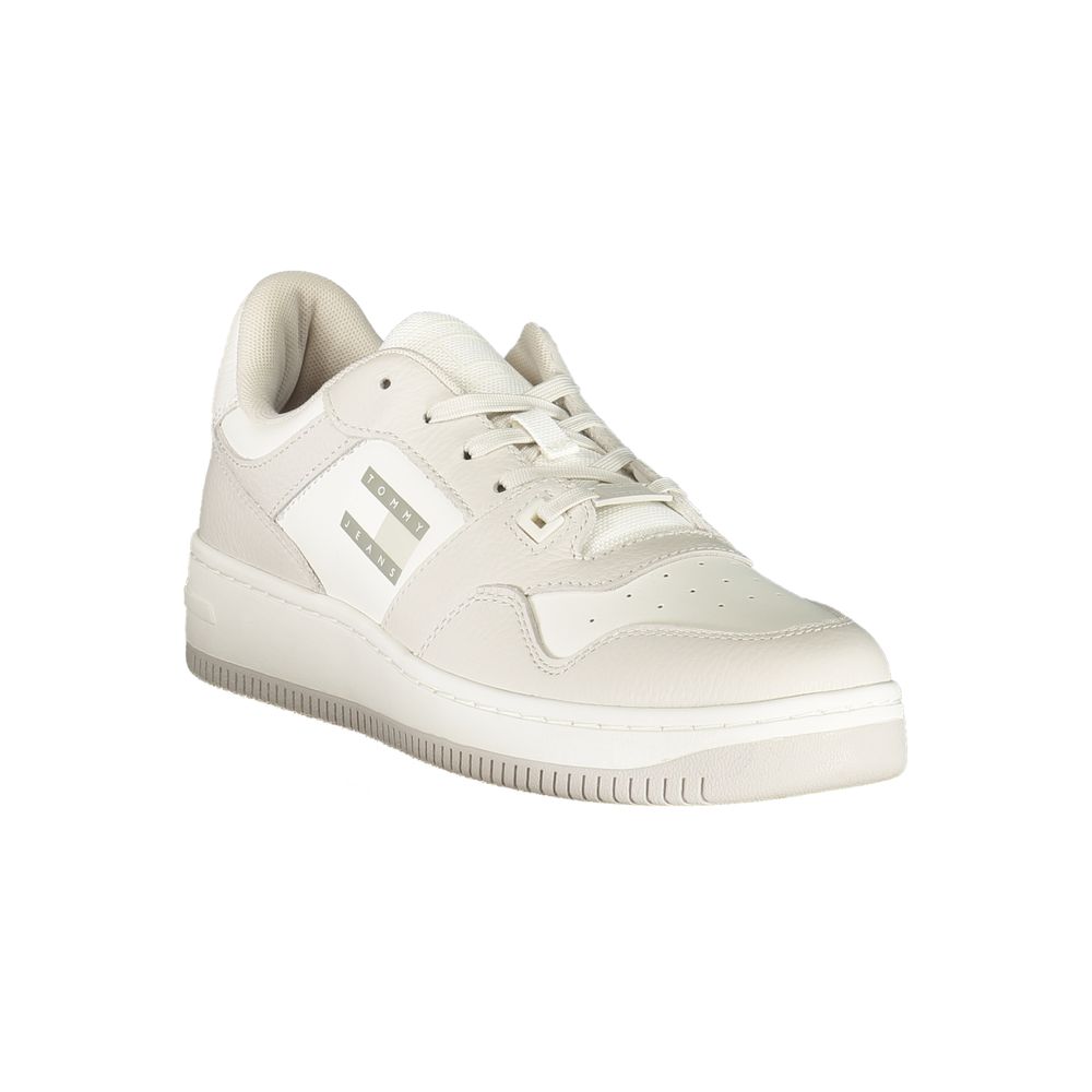 White Leather Men Sneaker Tommy Hilfiger