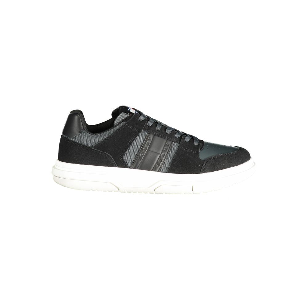 Black Leather Men Sneaker Tommy Hilfiger