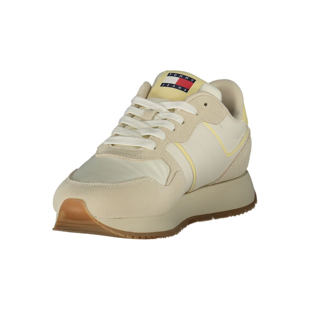 Beige Leather Women Sneaker Tommy Hilfiger