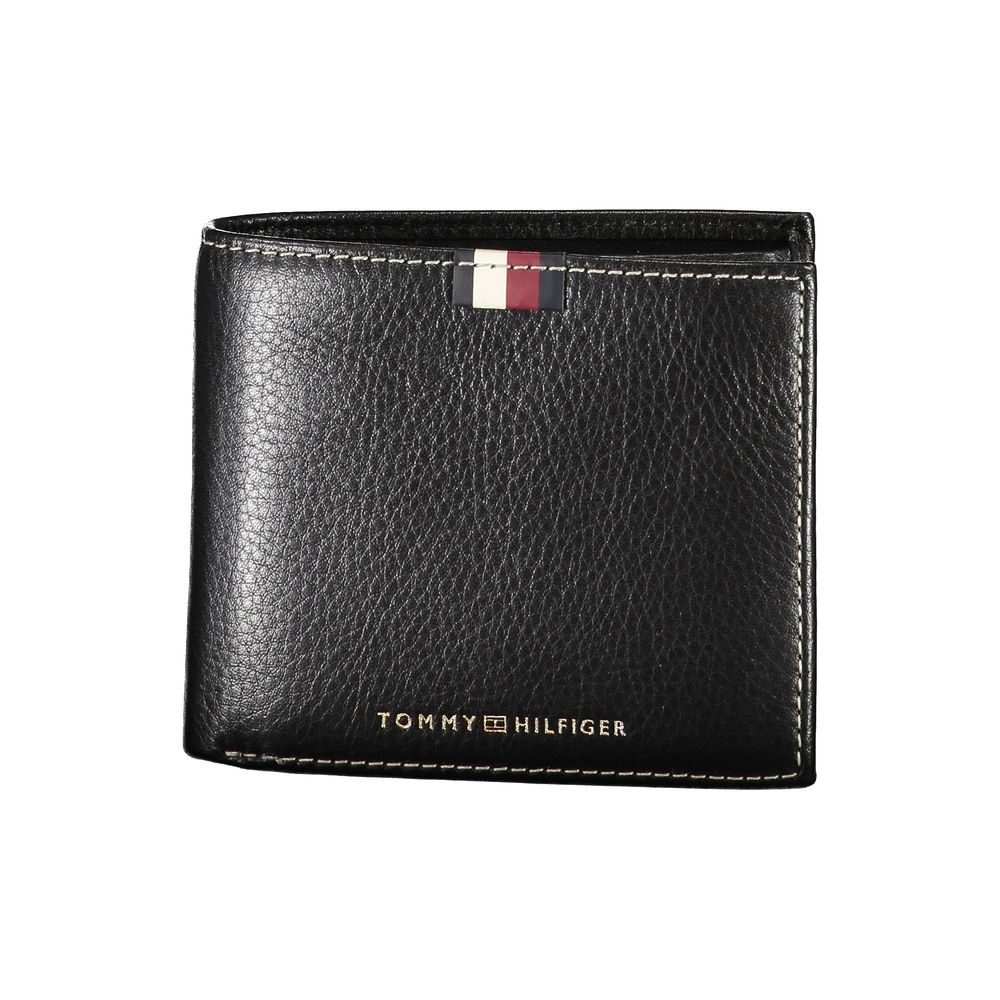 Black Leather Men Wallet Tommy Hilfiger