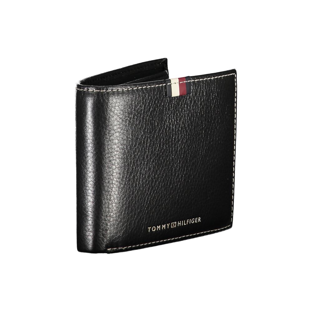 Black Leather Men Wallet Tommy Hilfiger