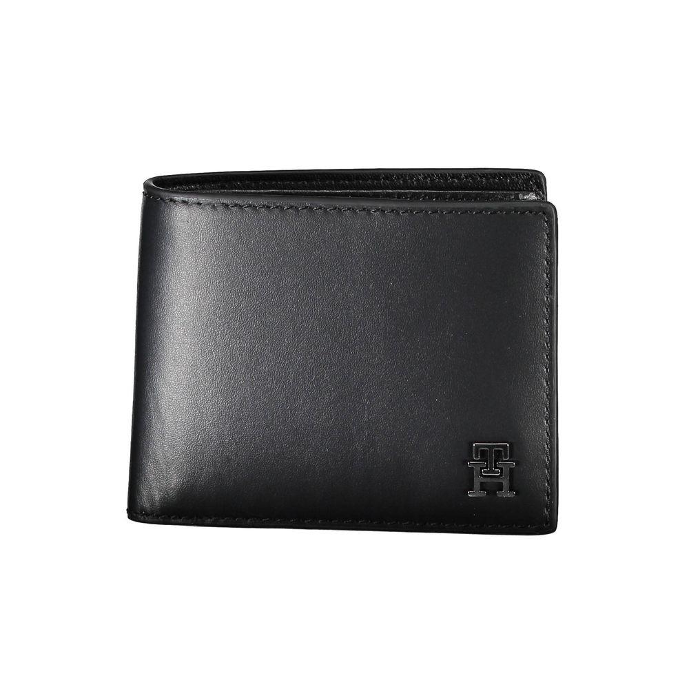 Black Leather Men Wallet Tommy Hilfiger