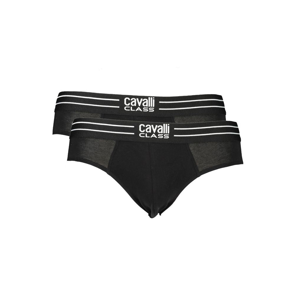 Black Cotton Men Underwear Cavalli Class