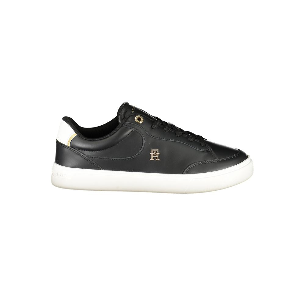 Black Leather Women Sneaker Tommy Hilfiger
