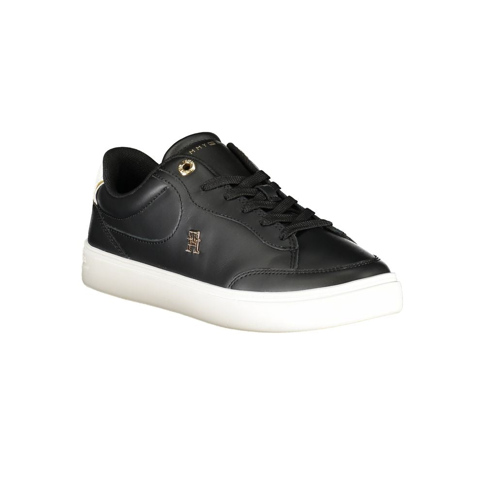 Black Leather Women Sneaker Tommy Hilfiger