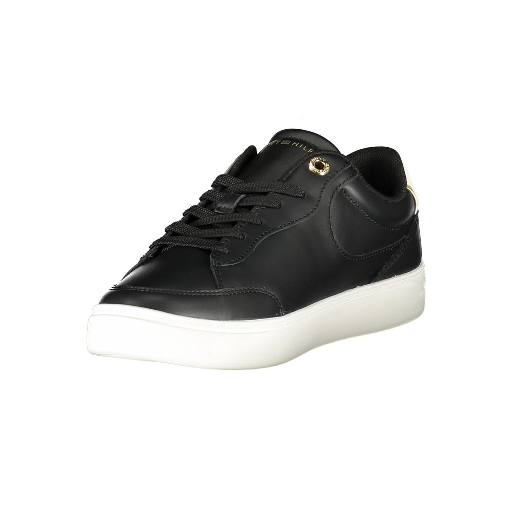 Black Leather Women Sneaker Tommy Hilfiger