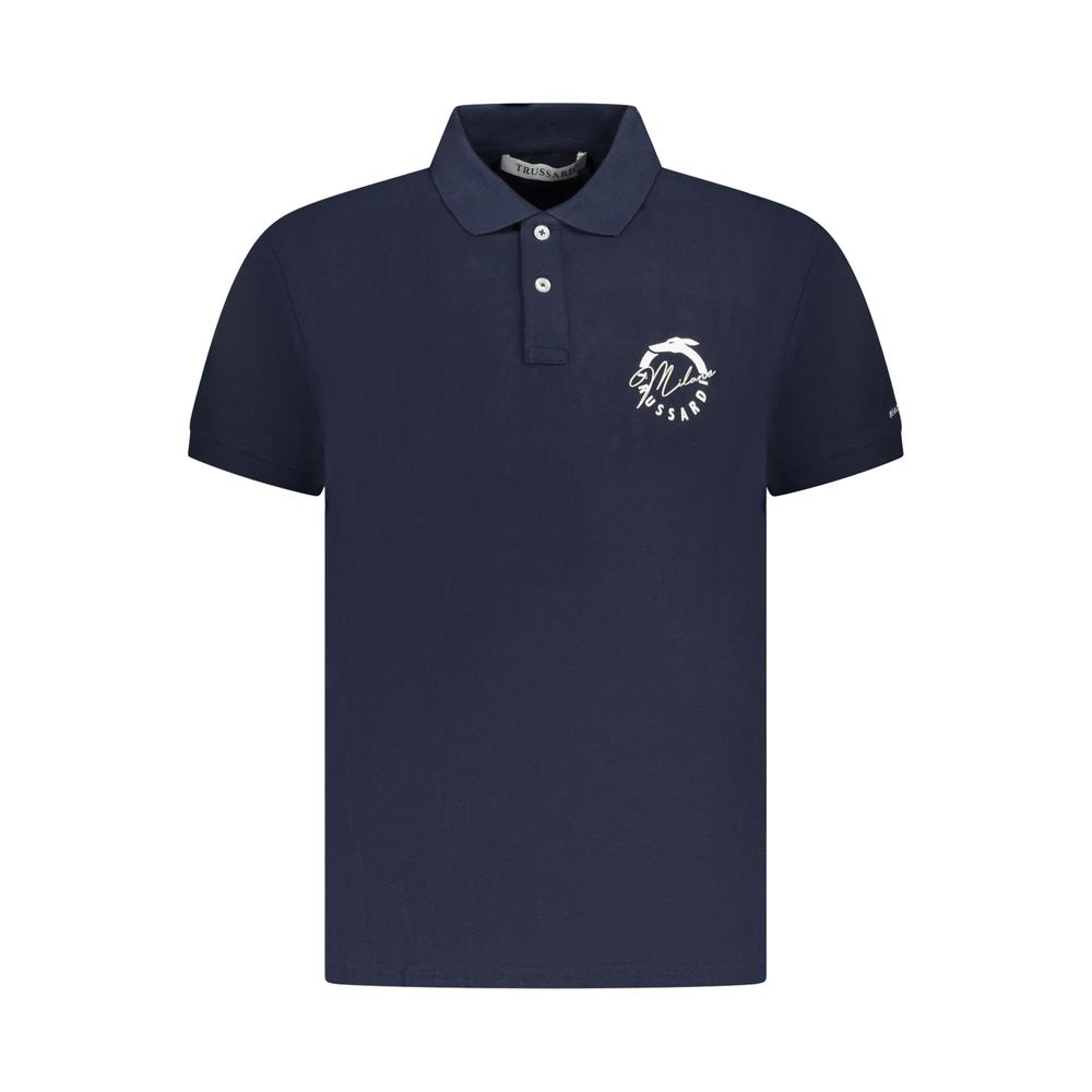 Blue Cotton Men Polo Shirt Trussardi