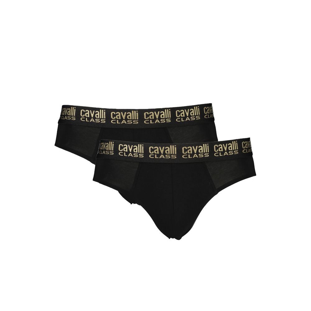 Black Cotton Men Underwear Cavalli Class