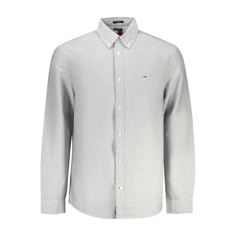 Gray Cotton Men Shirt Tommy Hilfiger