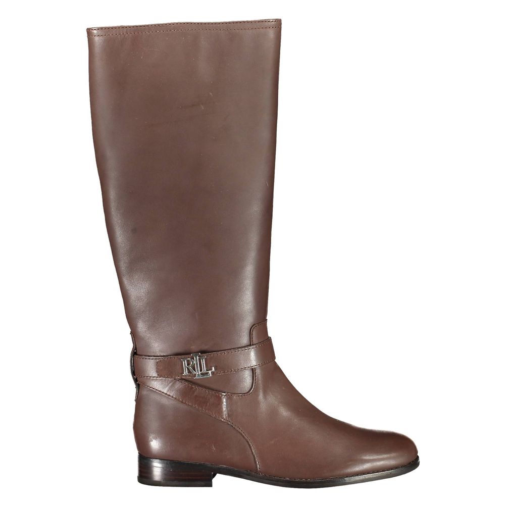 Brown Leather Women Boot Ralph Lauren