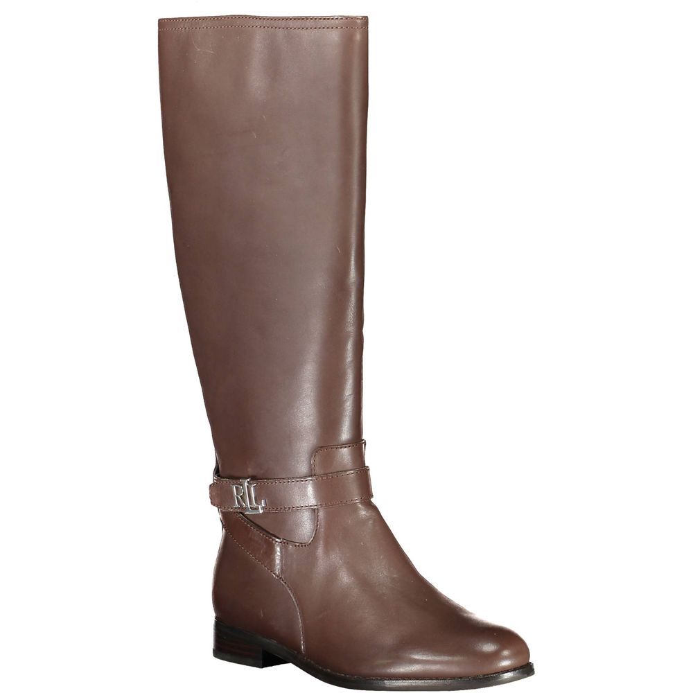 Brown Leather Women Boot Ralph Lauren