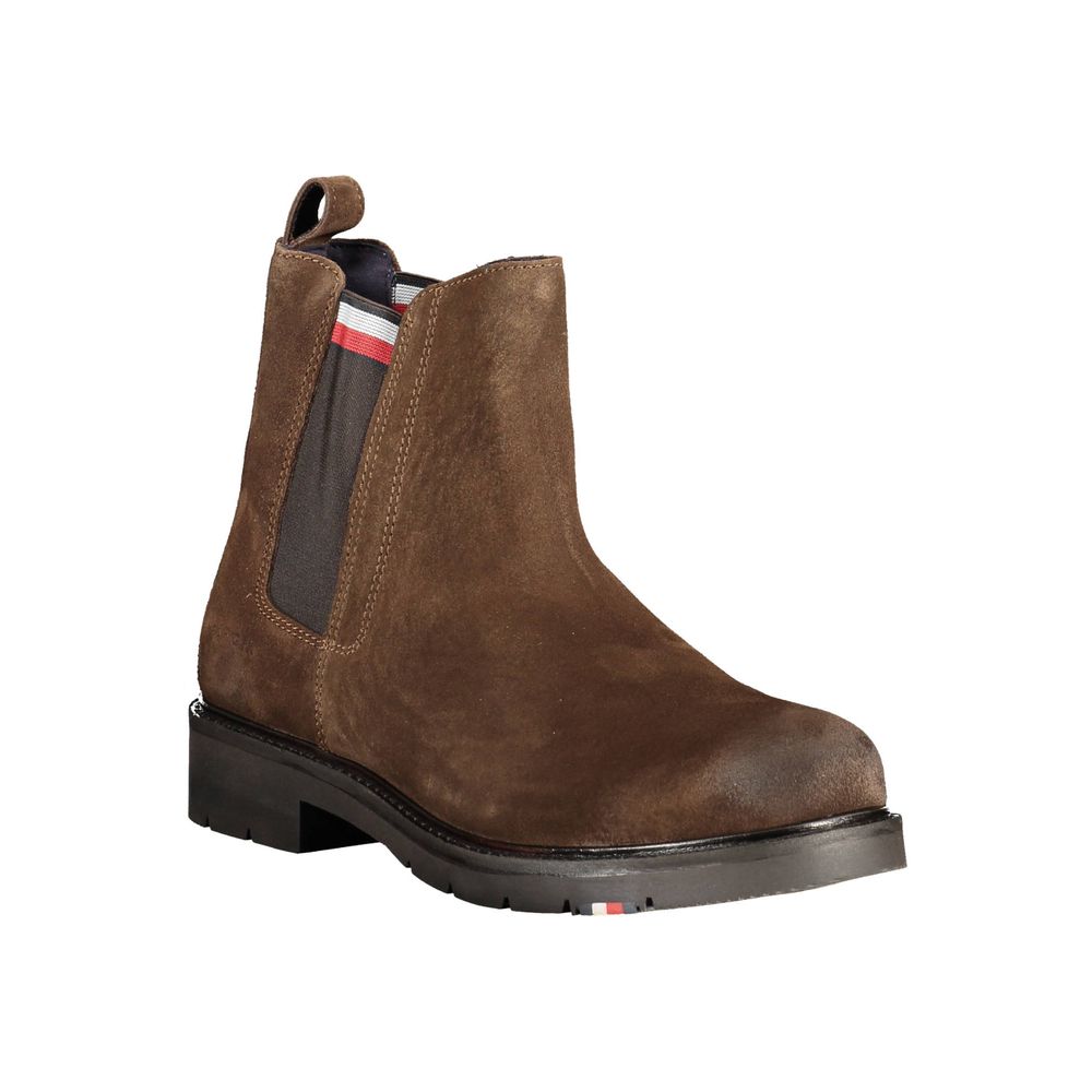 Brown Leather Men Boot Tommy Hilfiger