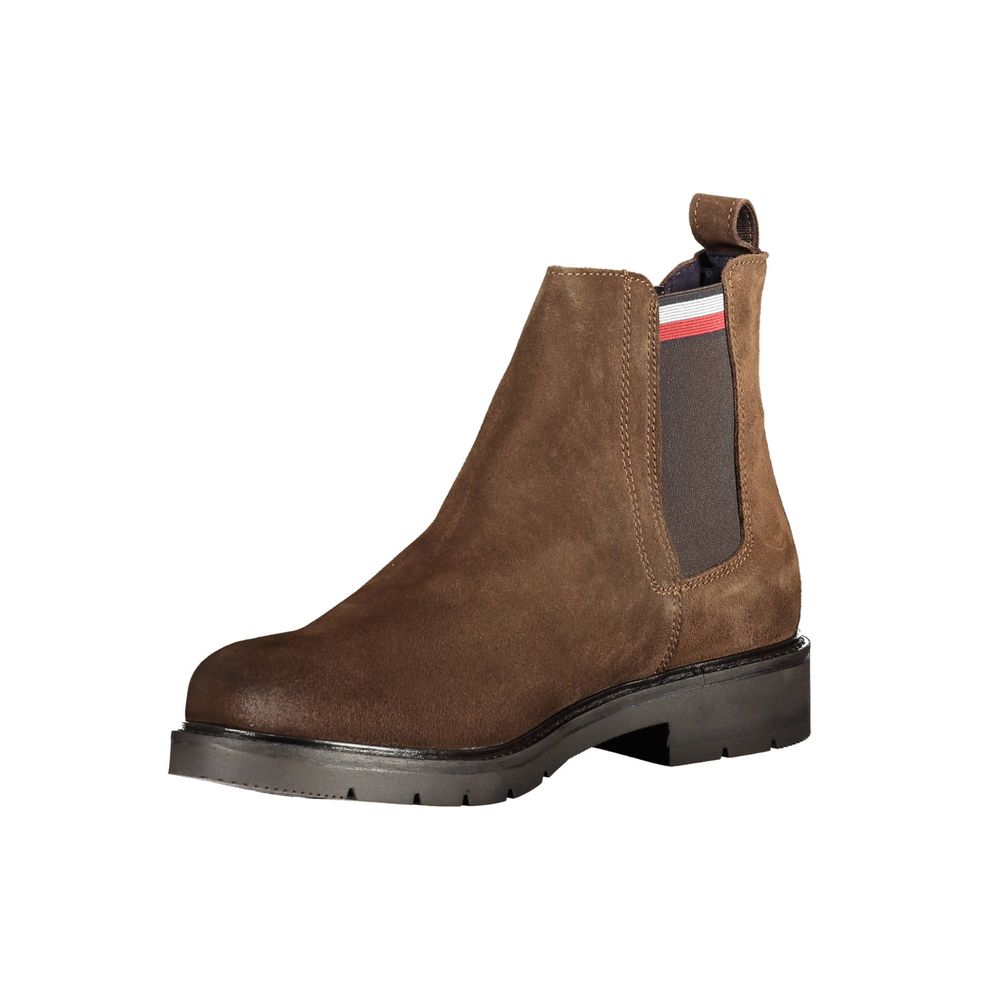 Brown Leather Men Boot Tommy Hilfiger