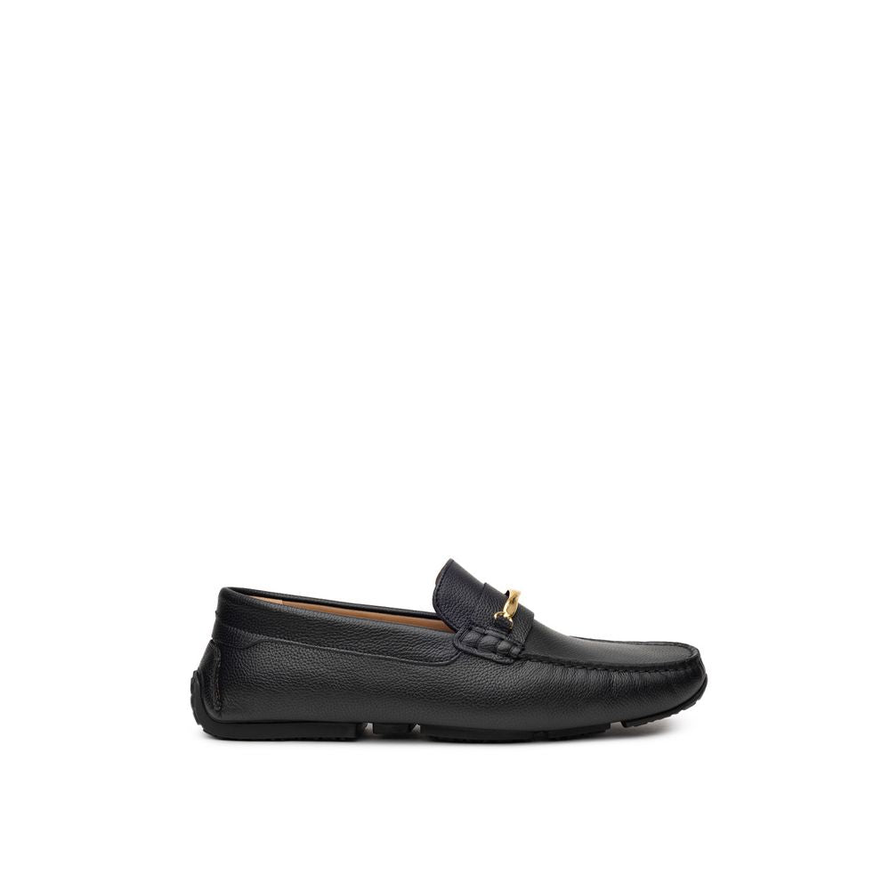 Black Leather Moccassin Bally