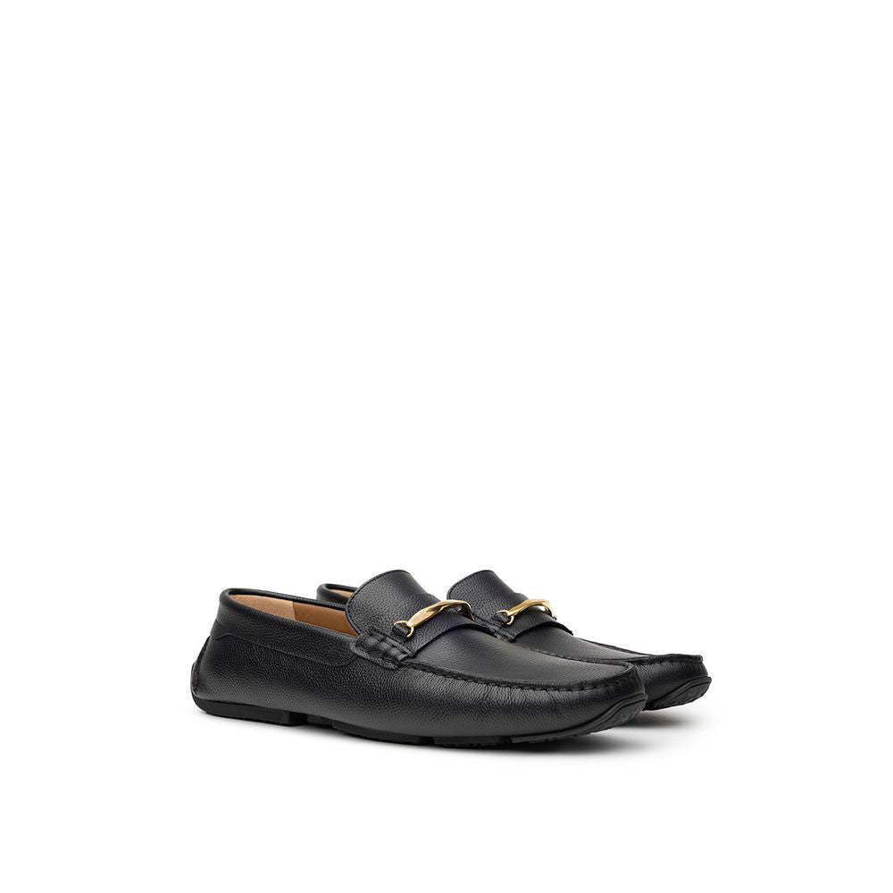 Black Leather Moccassin Bally