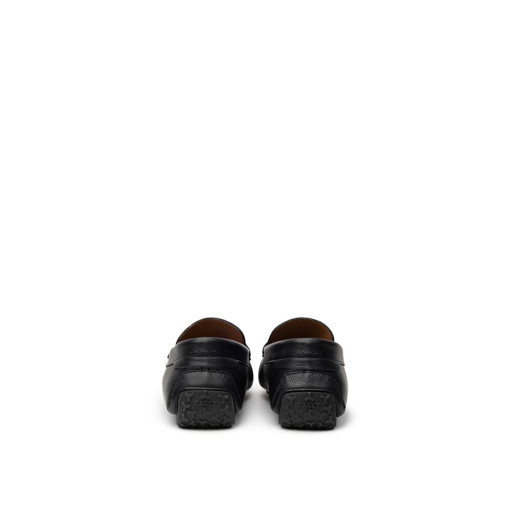Black Leather Moccassin Bally