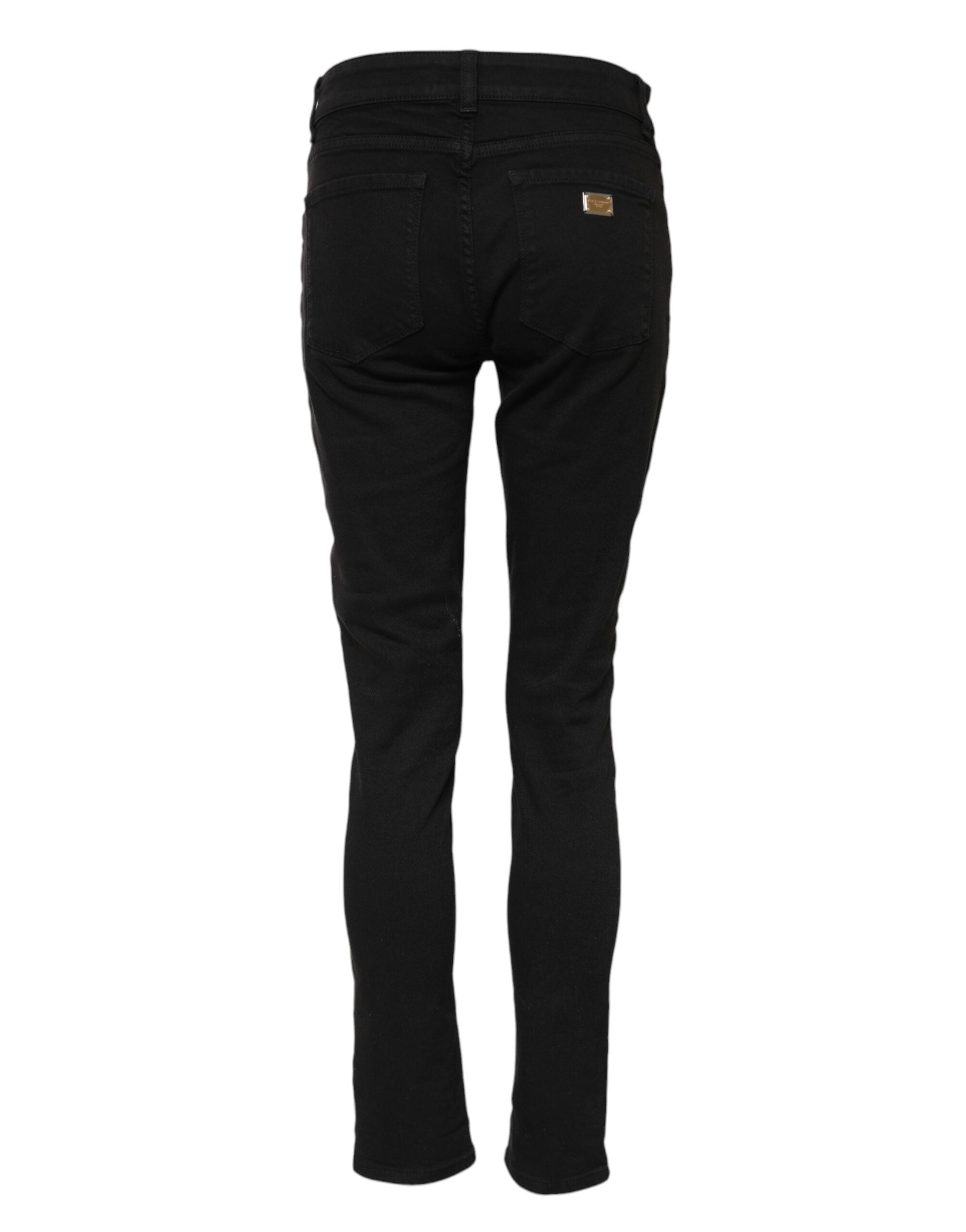 Black Cotton Logo Skinny Mid Waist Denim Jeans Dolce & Gabbana