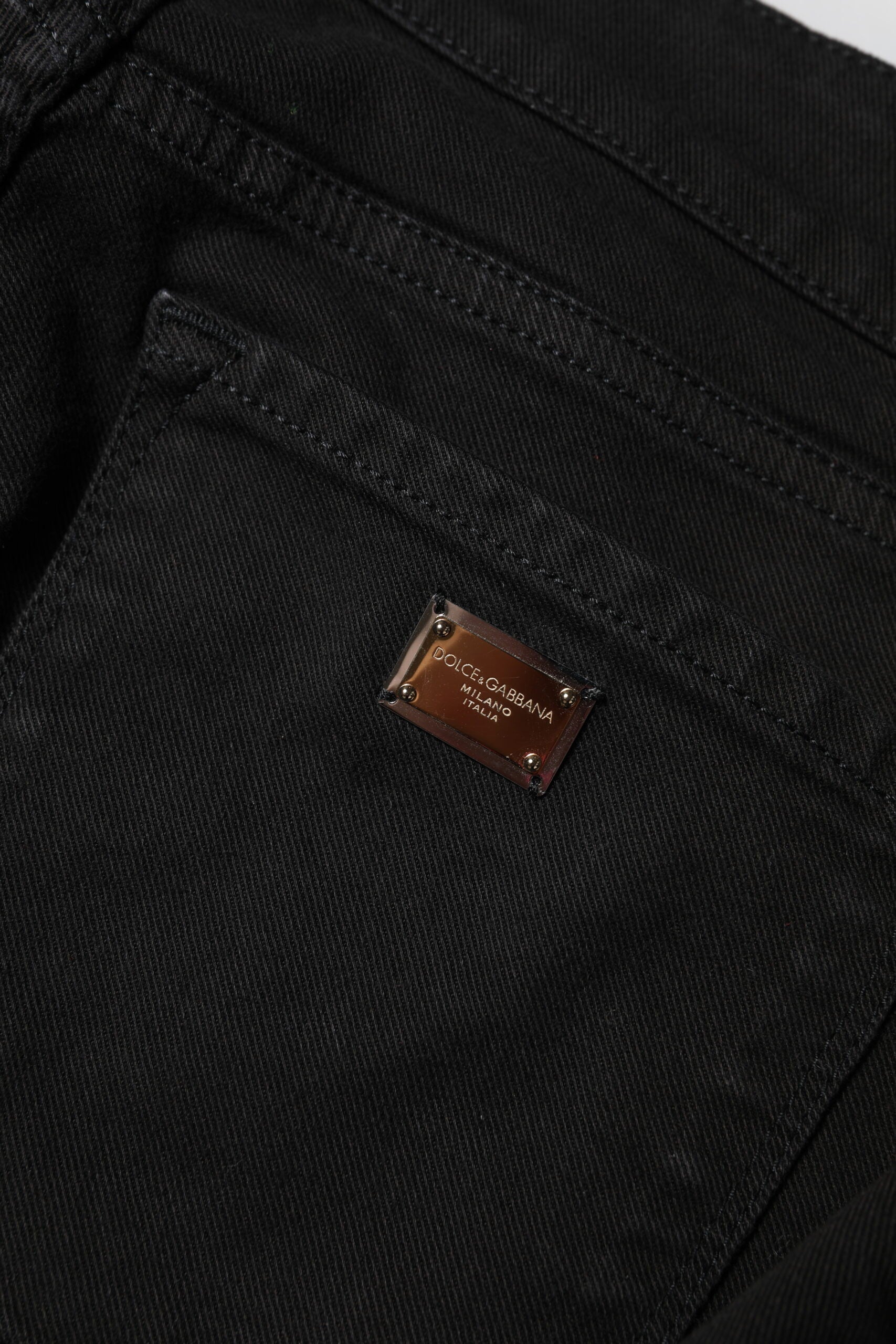Black Cotton Logo Skinny Mid Waist Denim Jeans Dolce & Gabbana