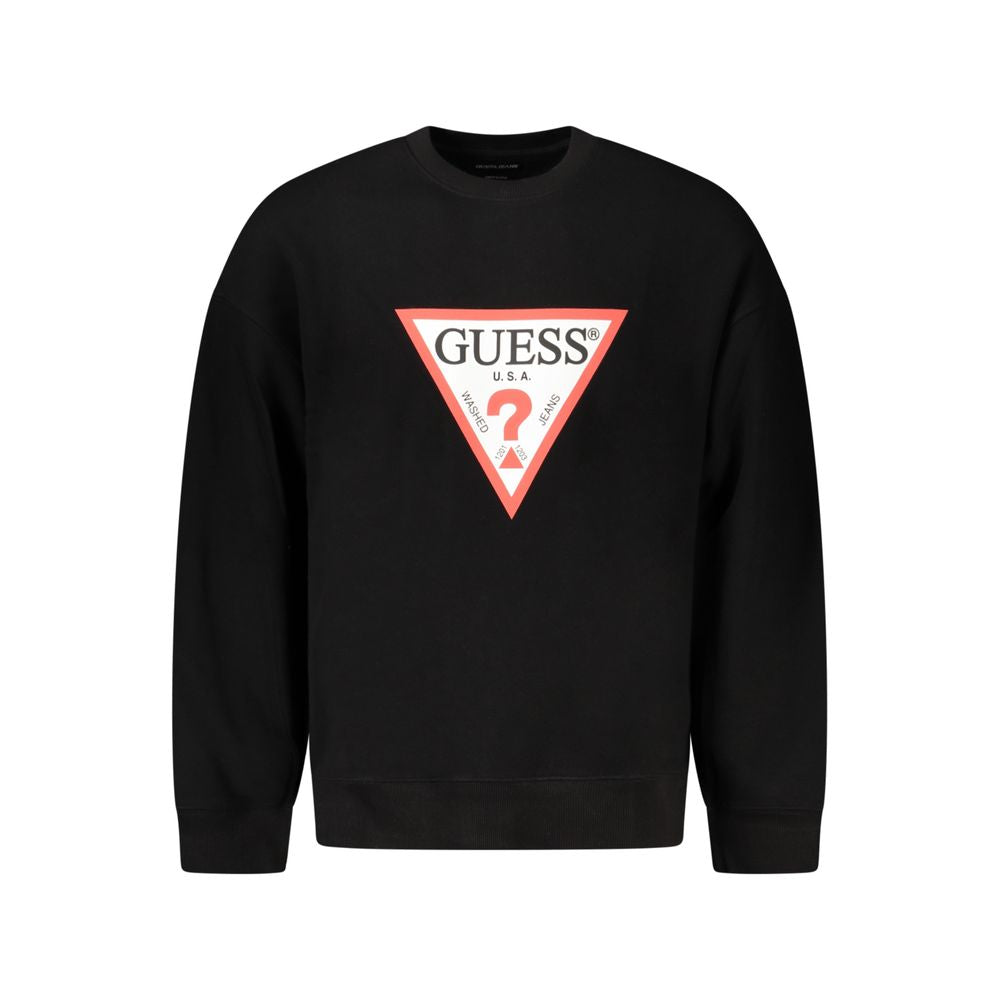 Black Cotton Men Sweater Guess Jeans