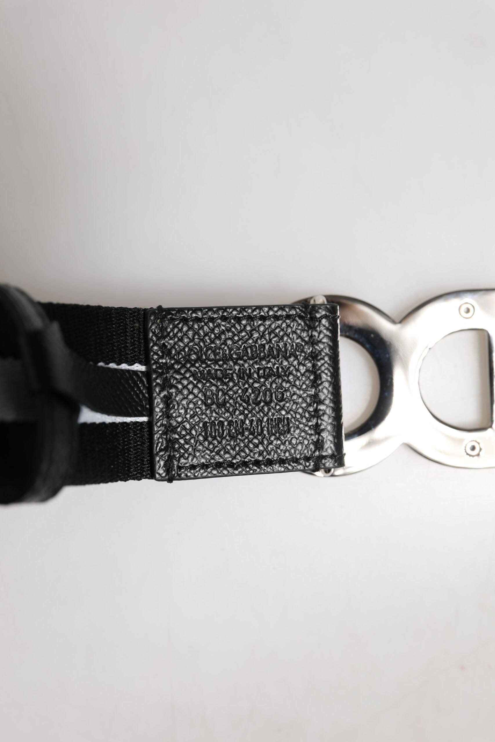 Black Cotton Metal DG Logo Gold Buckle Belt Dolce & Gabbana