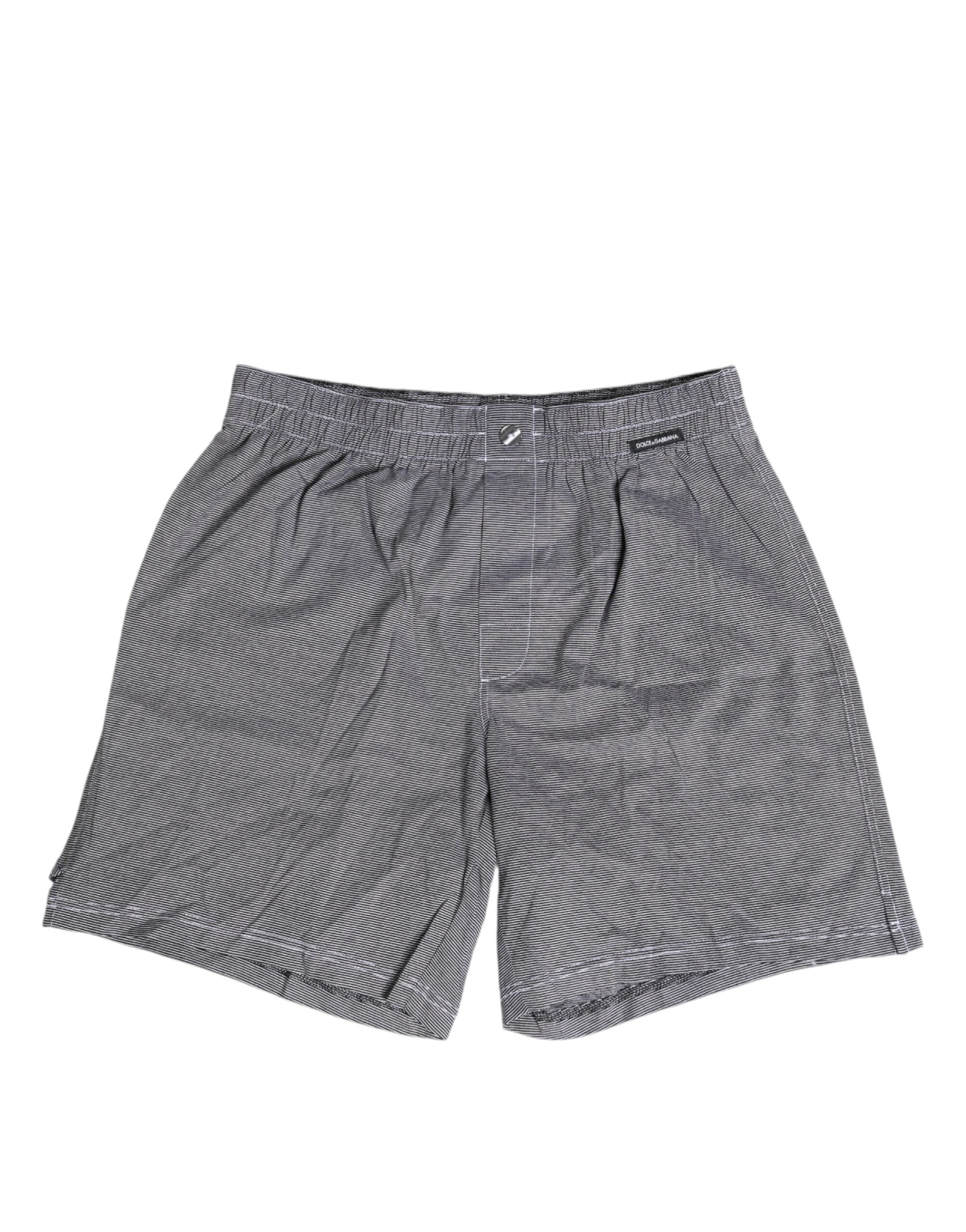 Gray Striped Cotton Regular Boxer Underwear Dolce & Gabbana