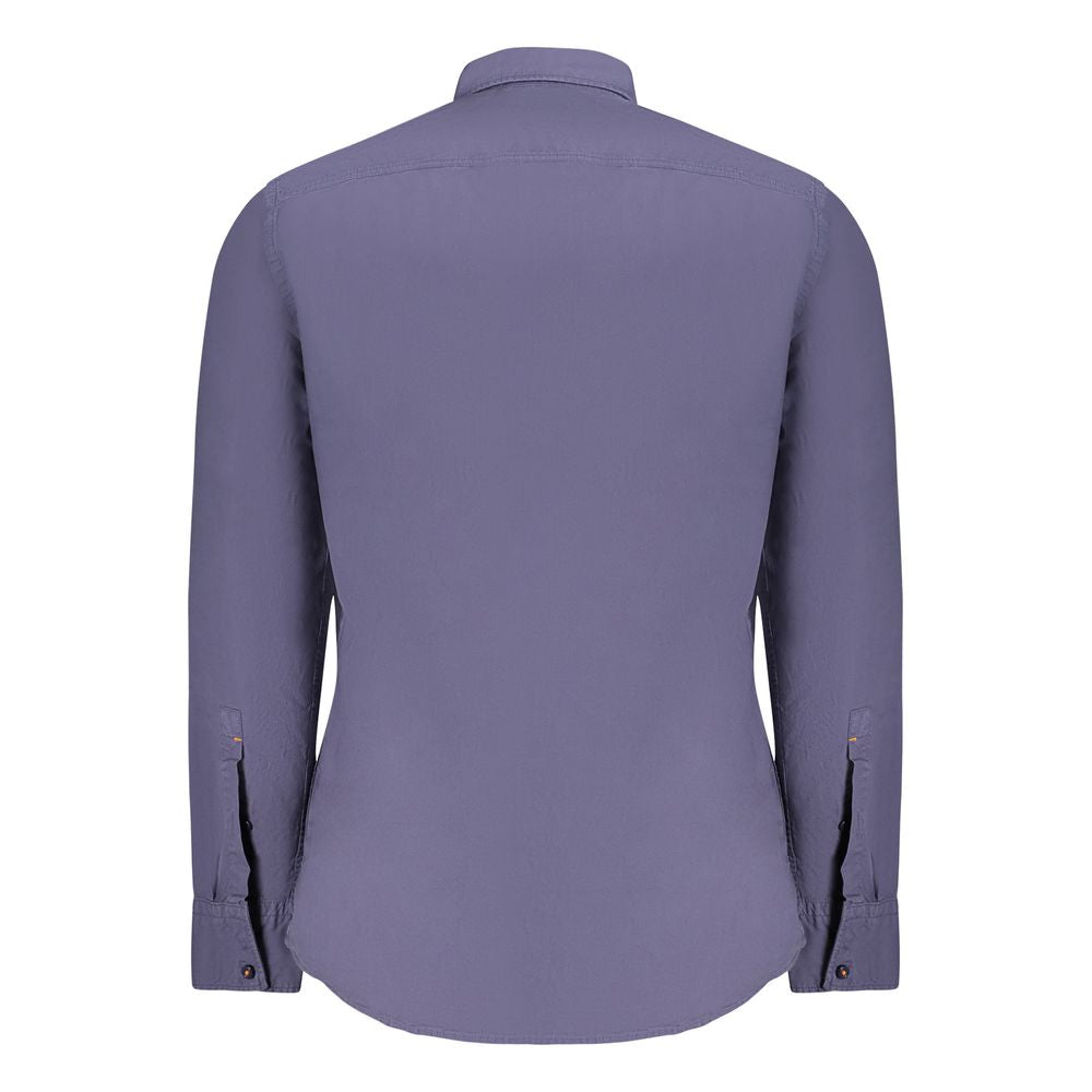 Blue Cotton Men Shirt Hugo Boss