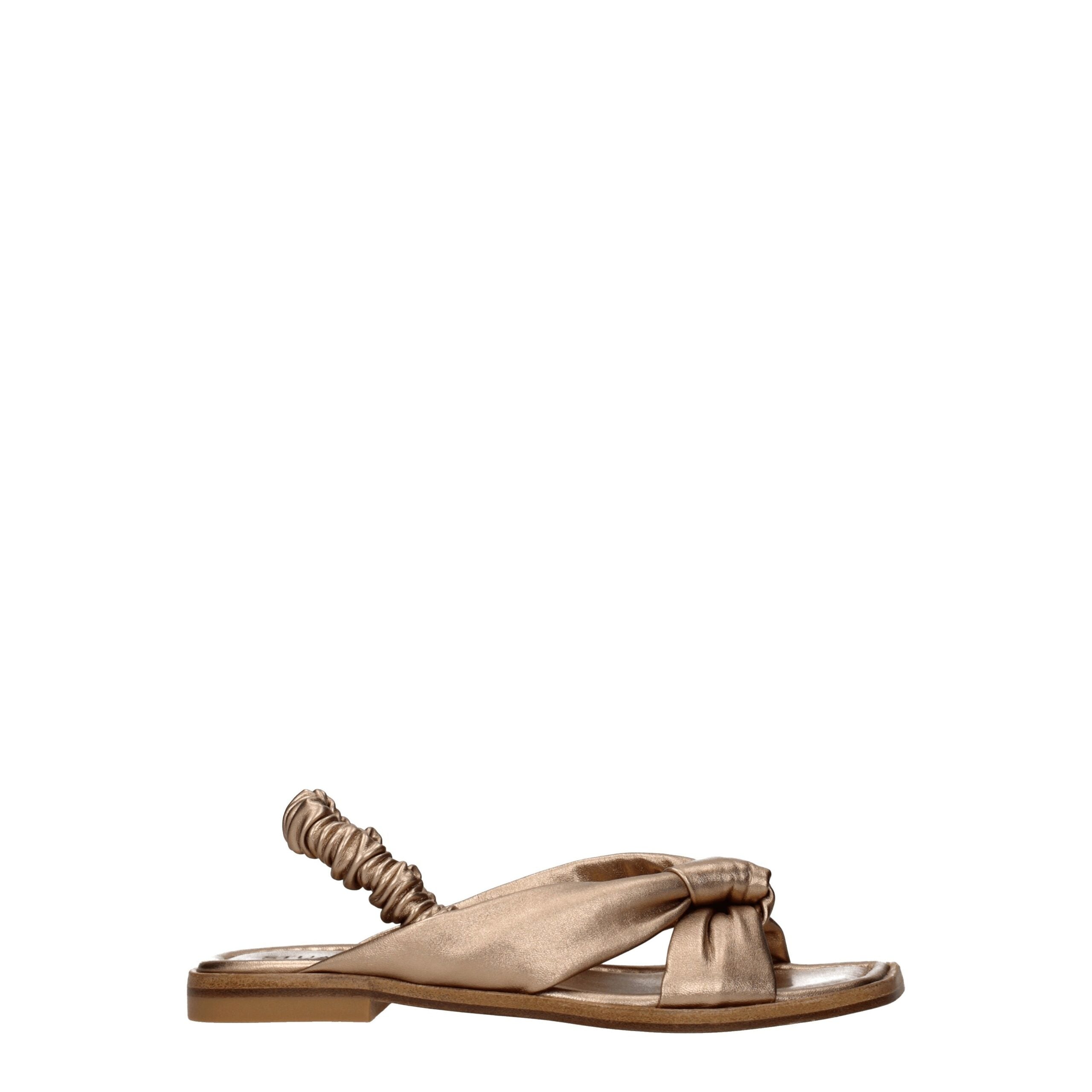 Gold Leather Flat Sandals Stuart Weitzman