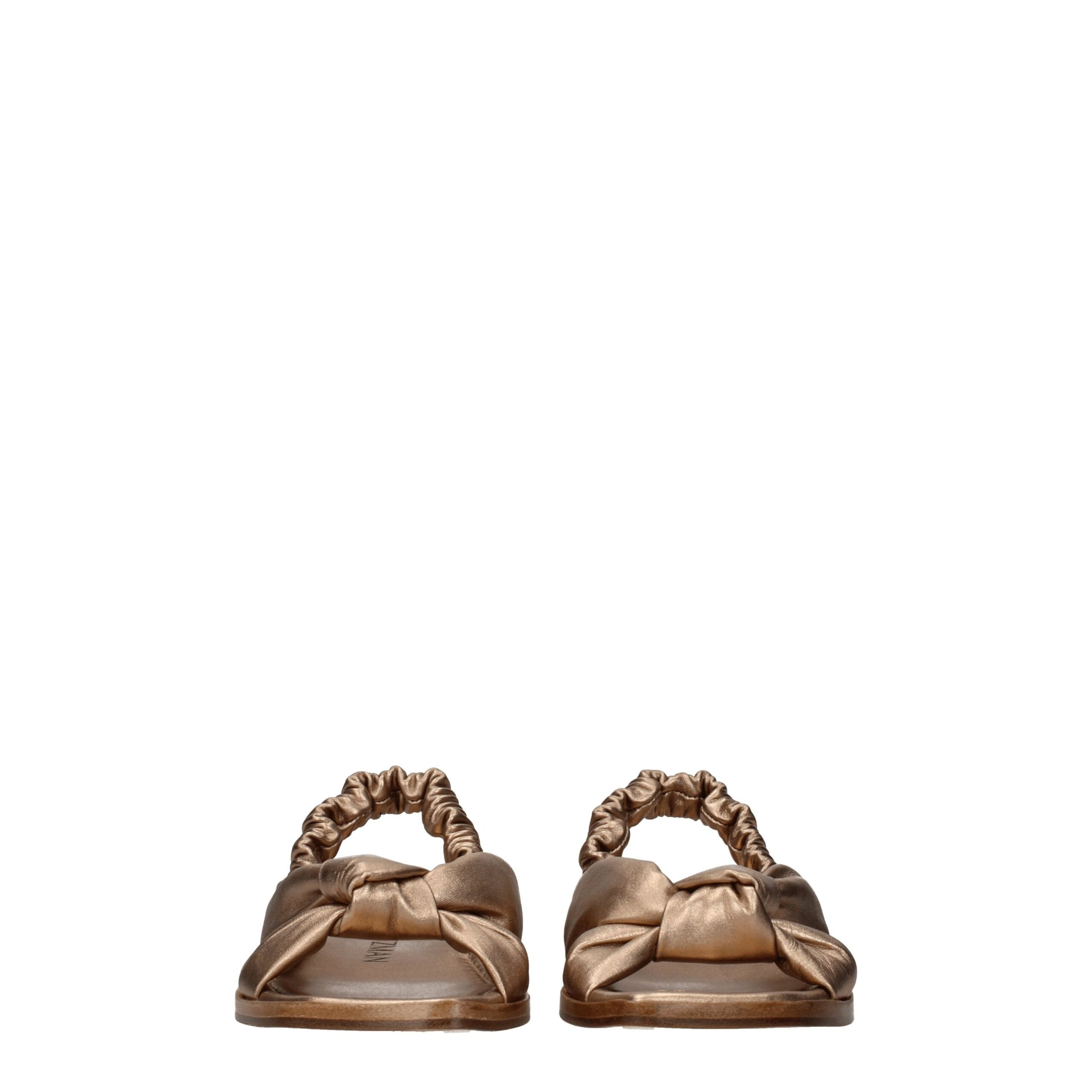 Gold Leather Flat Sandals Stuart Weitzman