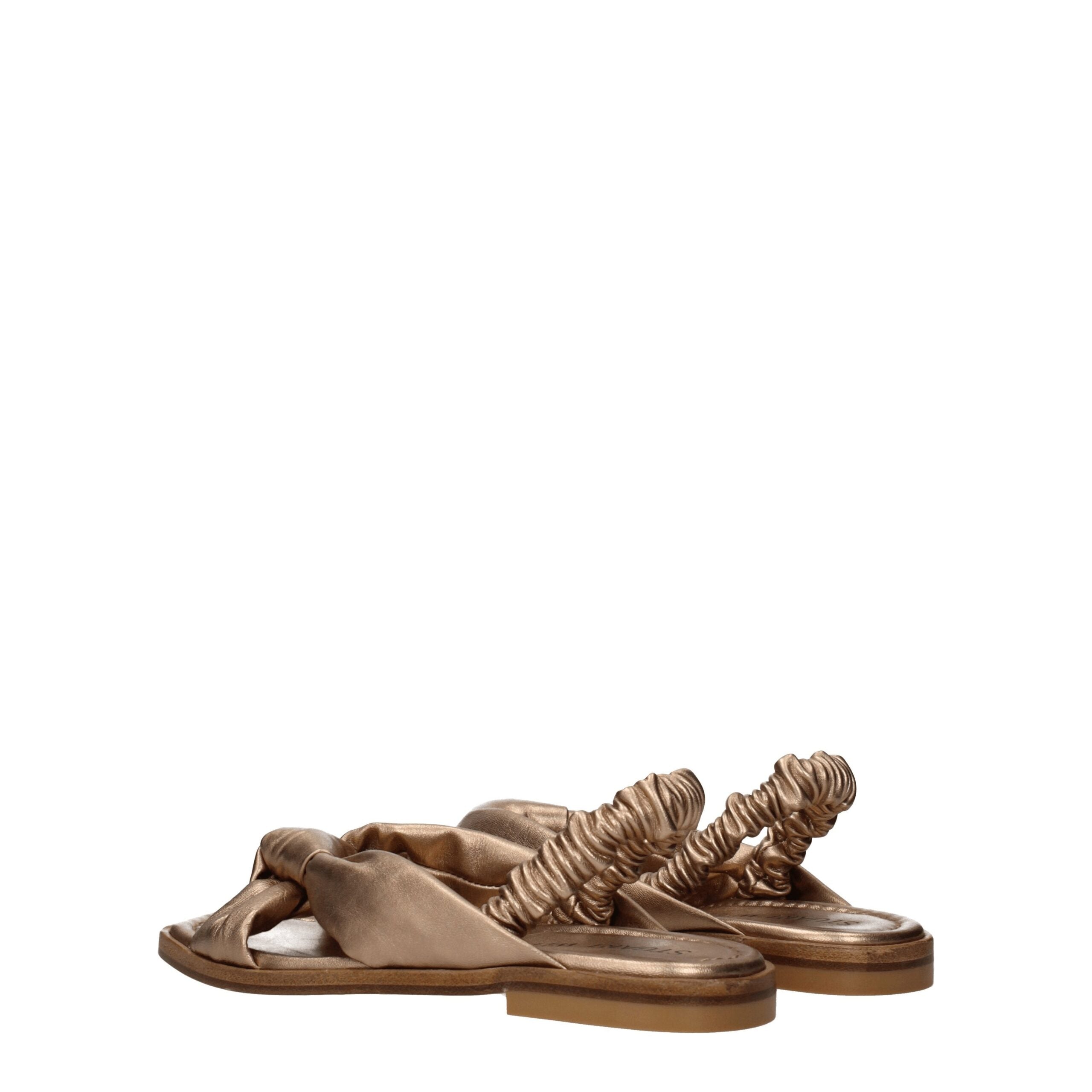 Gold Leather Flat Sandals Stuart Weitzman