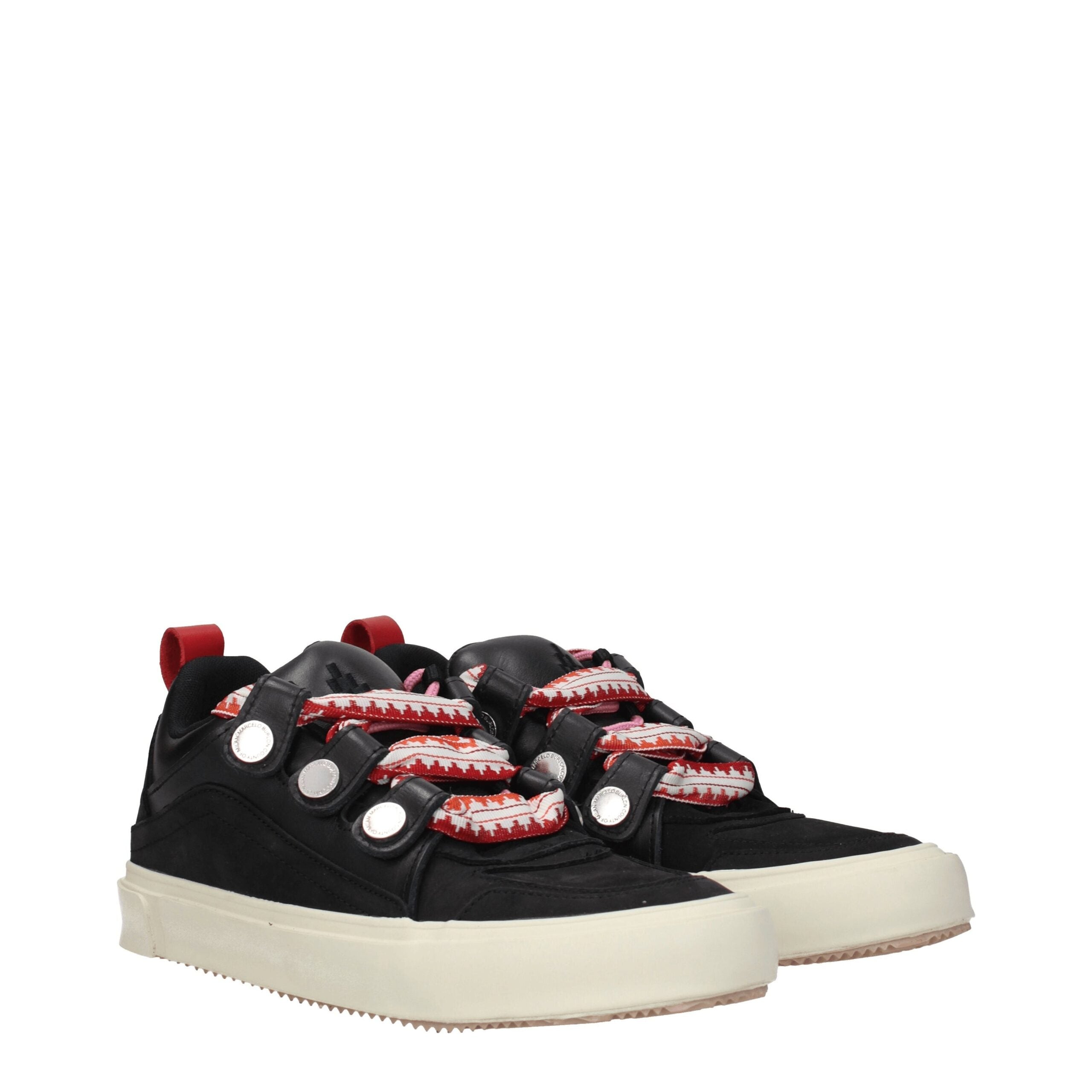 Black Leather Low Tops Marcelo Burlon