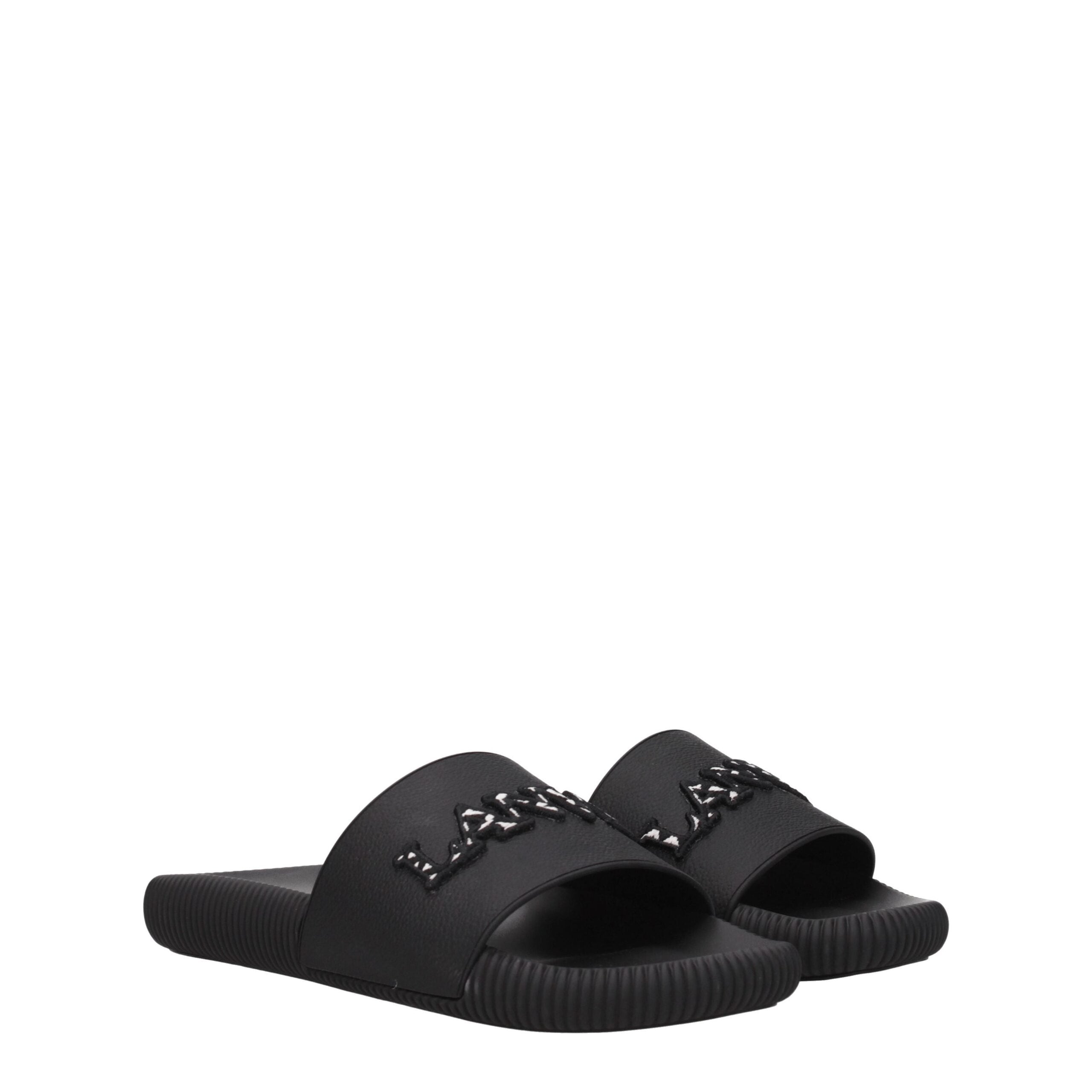 Black Cotton Slippers Sandals Lanvin